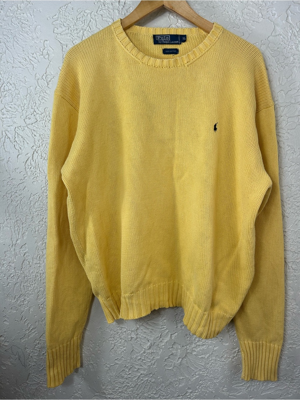 VTG POLO by Ralph Lauren knit Cotton Crew Neck Mustard Yellow Men’s Size XL